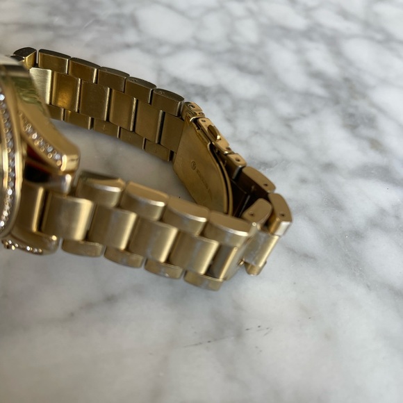 Gold Michael Kors watch with crystal bezel. Chronograph Ritz 37mm - Picture 7 of 11